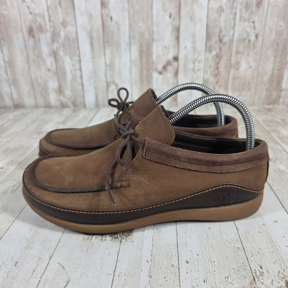Chaco Pinecone Brown Leather Moc Toe Loafers Womens 8.5 J105846 Comfort Shoes